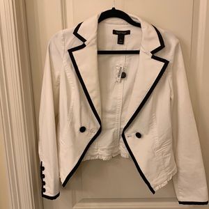 White House Black Market Corduroy jacket. Off white and lined in black. Sz.4 NWT